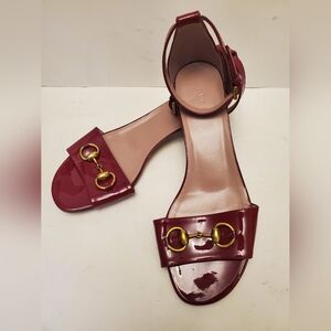 Gucci Maroon Sandals with Gold Details